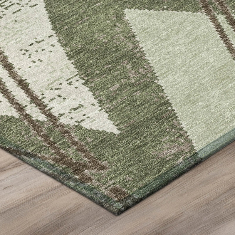 9' X 12' Olive Green And Beige Geometric Washable Indoor Outdoor Area Rug Homeroots Outdoor