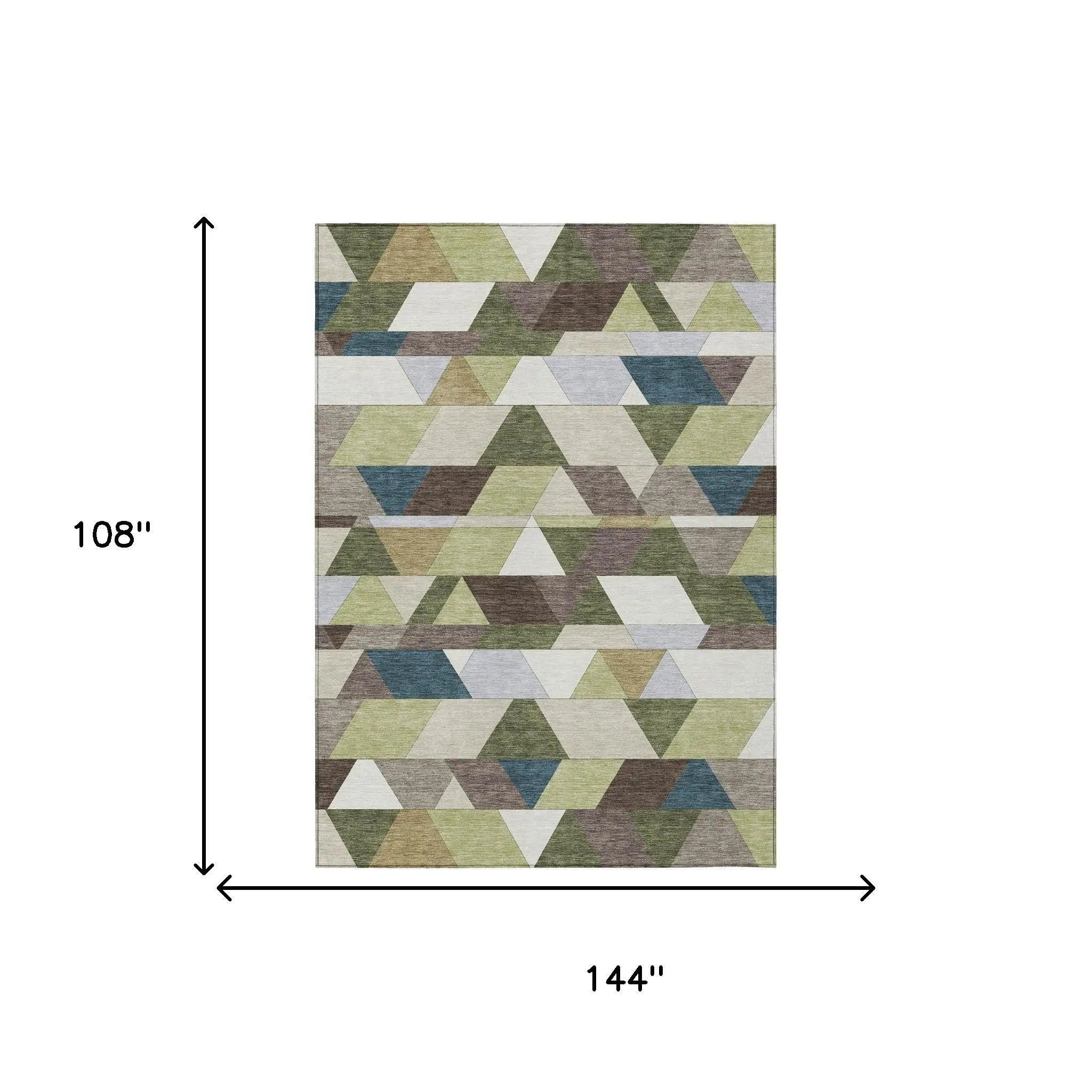 9' X 12' Olive Green And Beige Geometric Washable Indoor Outdoor Area Rug Homeroots Outdoor