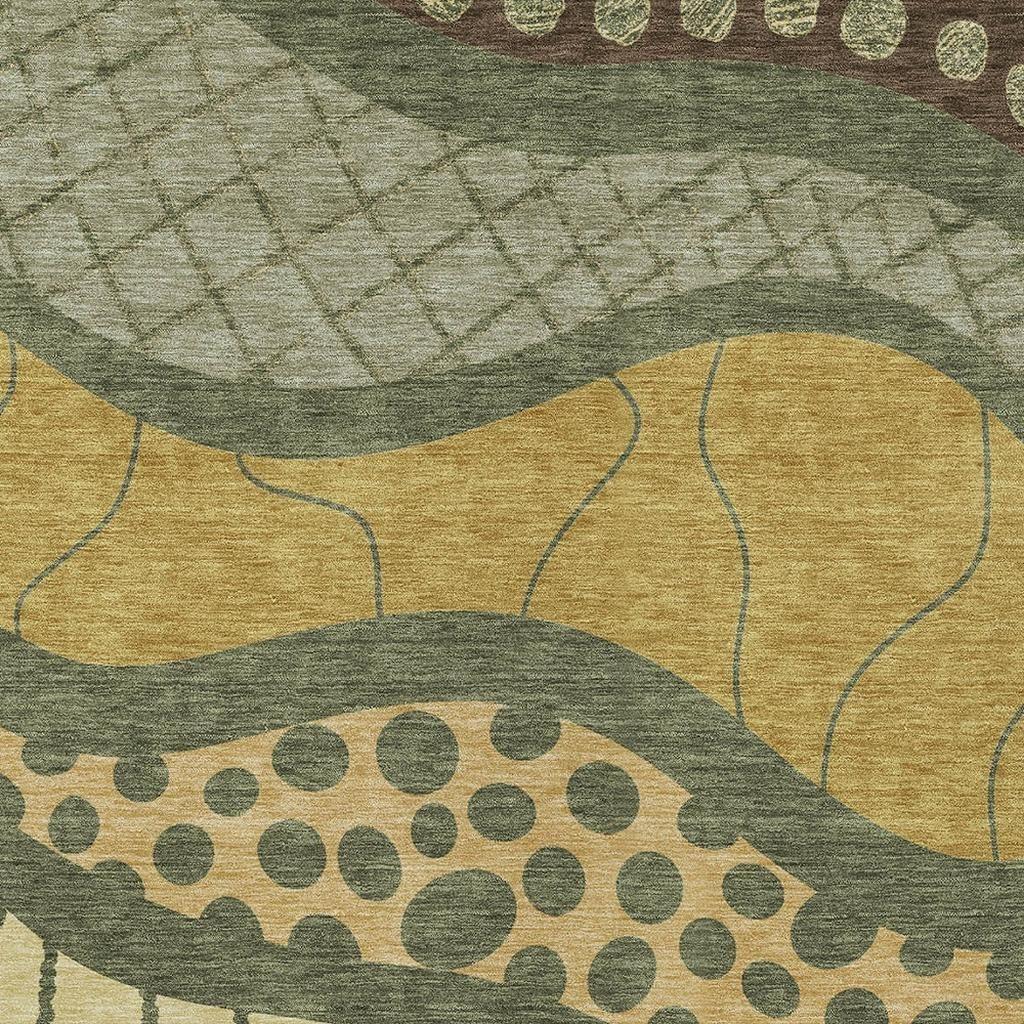 9' X 12' Olive Green And Blue Abstract Washable Indoor Outdoor Area Rug Homeroots Outdoor