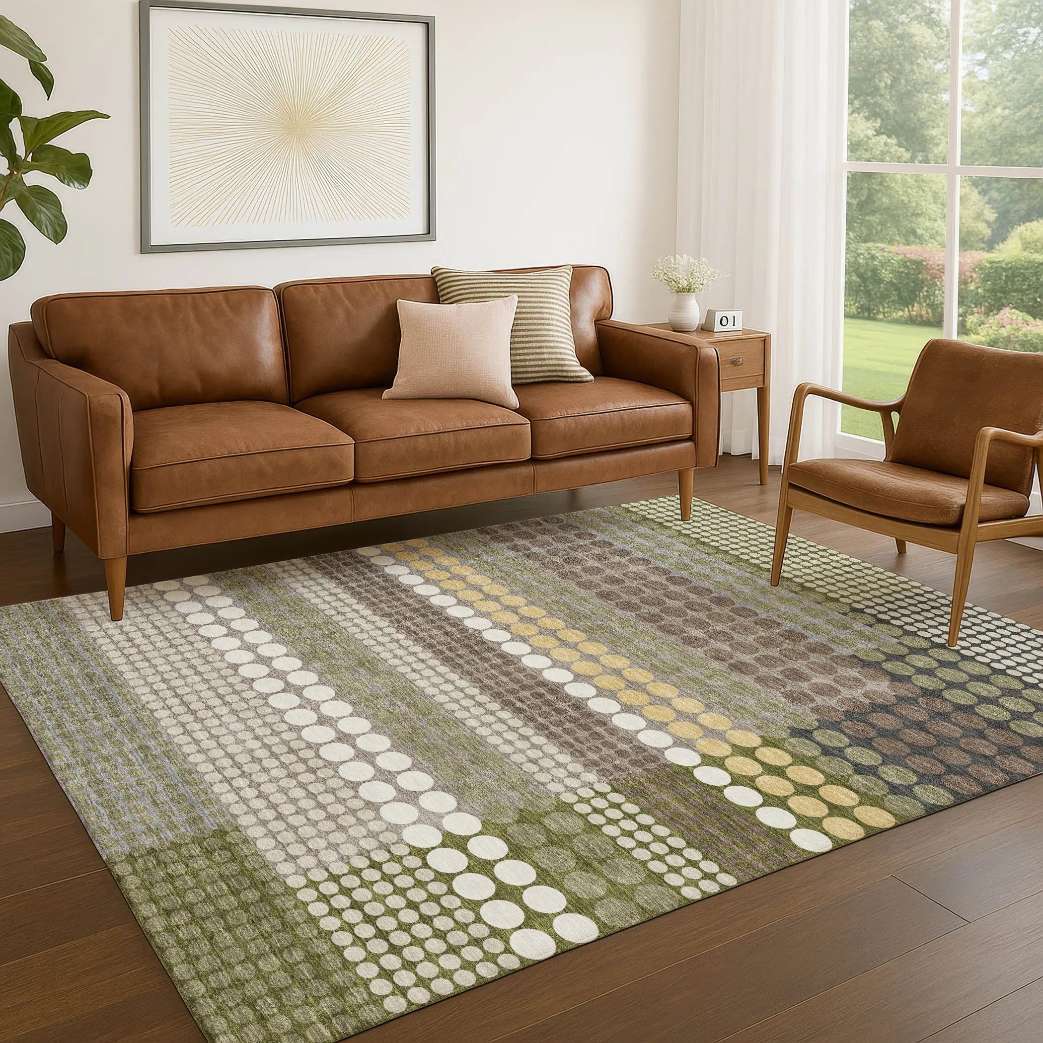9' X 12' Olive Green And Brown Geometric Washable Indoor Outdoor Area Rug Homeroots Outdoor