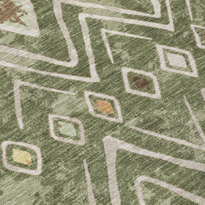 9' X 12' Olive Green And Brown Geometric Washable Indoor Outdoor Area Rug Homeroots Outdoor
