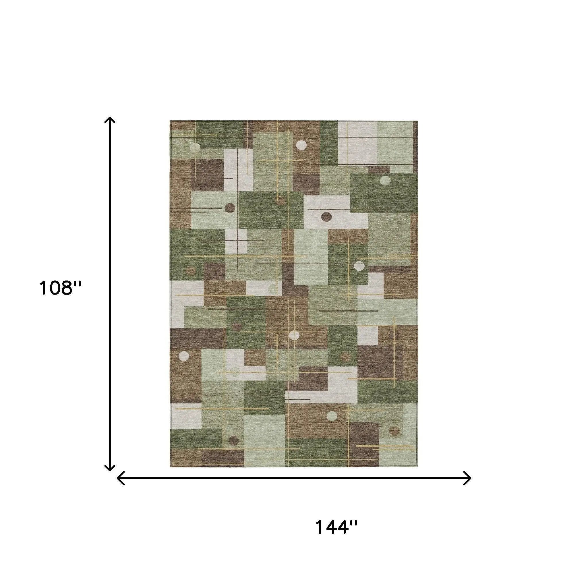 9' X 12' Olive Green And Brown Geometric Washable Indoor Outdoor Area Rug Homeroots Outdoor