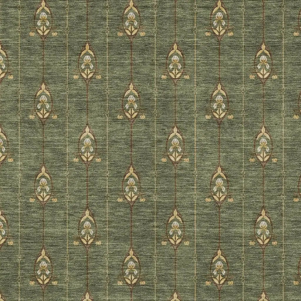 9' X 12' Olive Green And Brown Geometric Washable Indoor Outdoor Area Rug Homeroots Outdoor