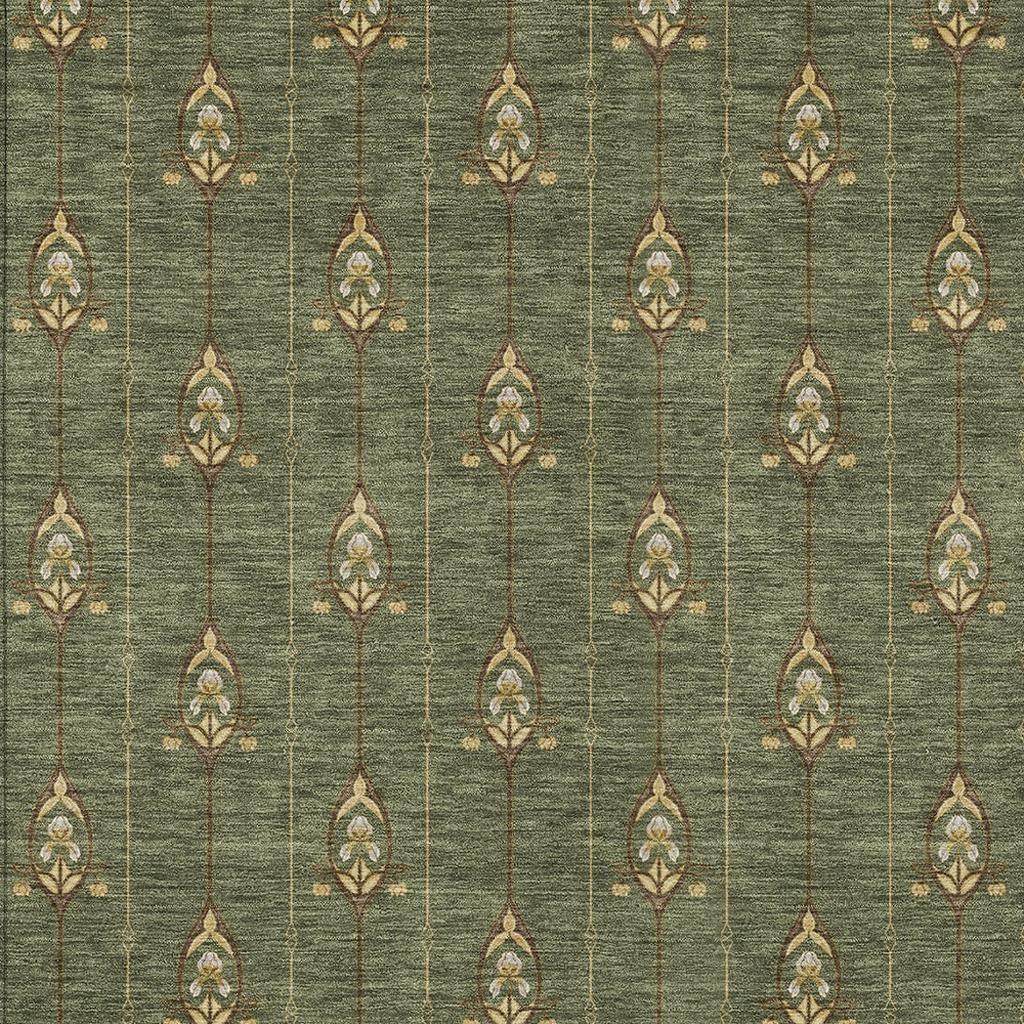 9' X 12' Olive Green And Brown Geometric Washable Indoor Outdoor Area Rug Homeroots Outdoor