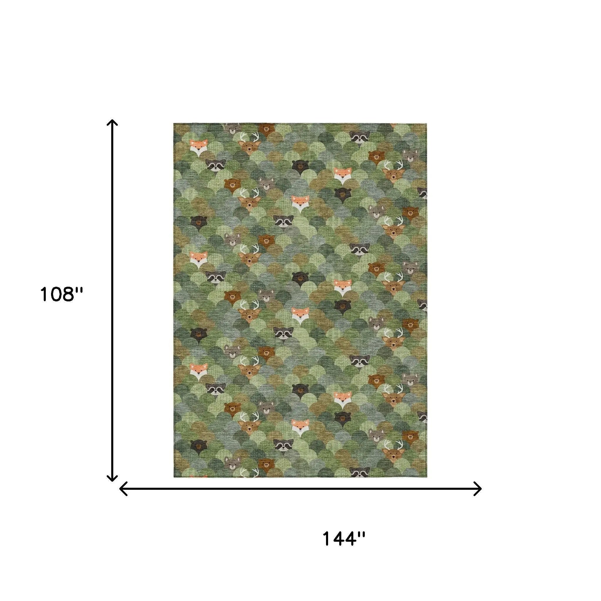9' X 12' Olive Green And Fern Green Cactus Washable Indoor Outdoor Area Rug Homeroots Outdoor