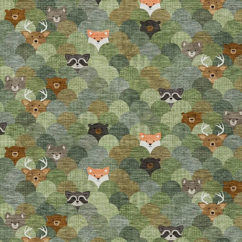 9' X 12' Olive Green And Fern Green Cactus Washable Indoor Outdoor Area Rug Homeroots Outdoor