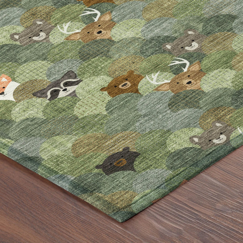 9' X 12' Olive Green And Fern Green Cactus Washable Indoor Outdoor Area Rug Homeroots Outdoor