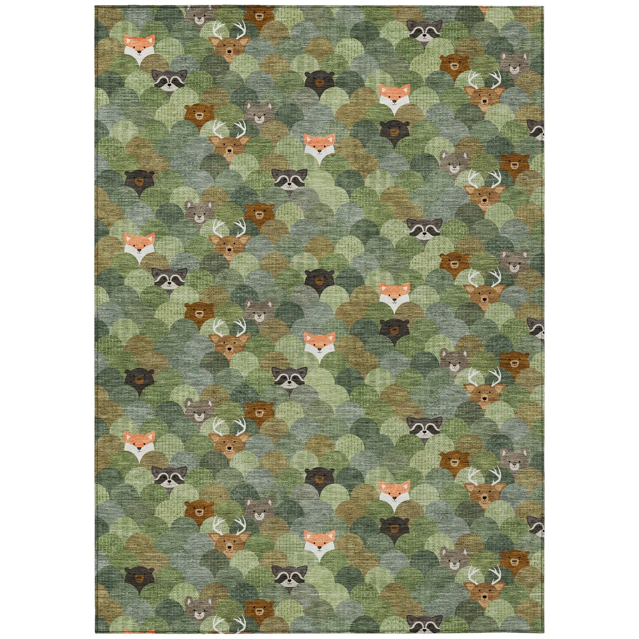 9' X 12' Olive Green And Fern Green Cactus Washable Indoor Outdoor Area Rug Homeroots Outdoor