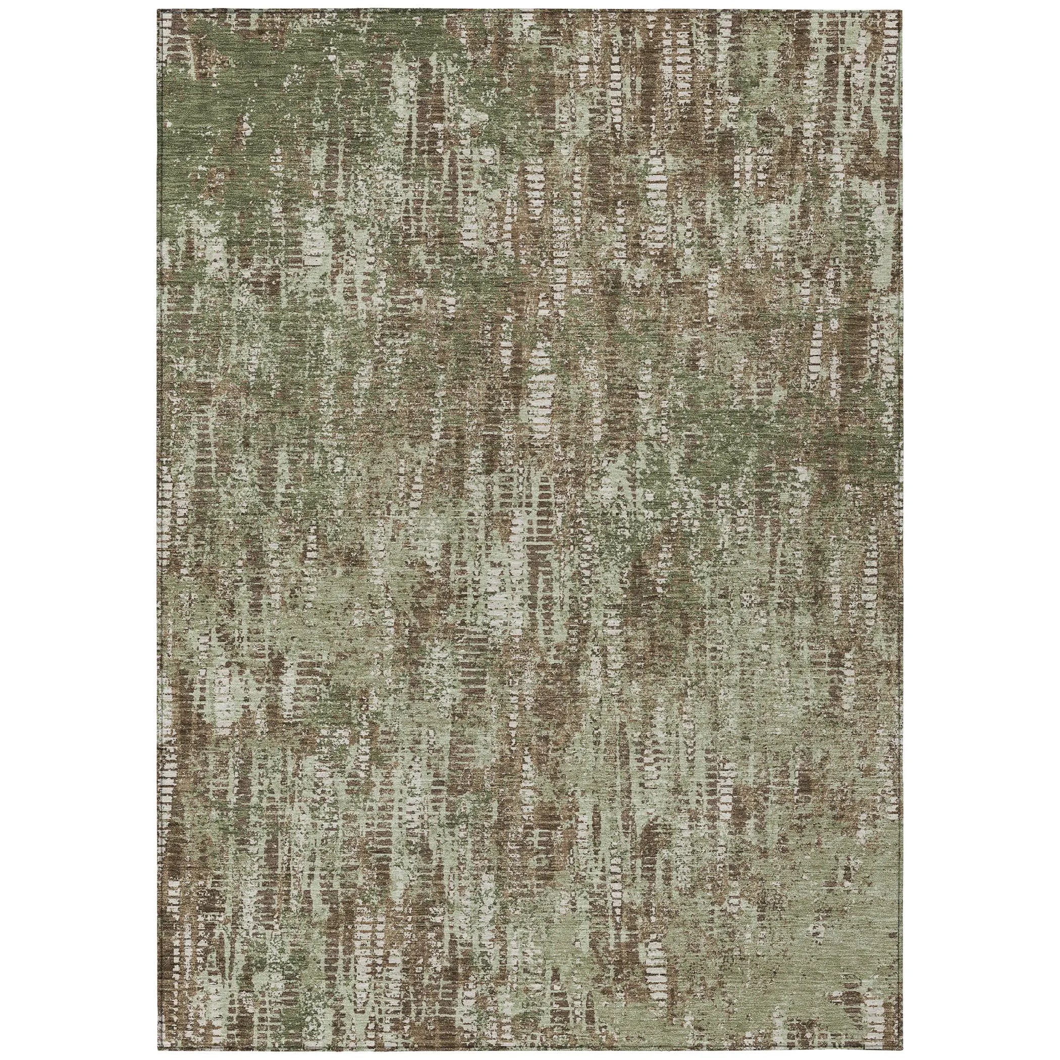 9' X 12' Olive Green And Graphite Abstract Washable Indoor Outdoor Area Rug Homeroots Outdoor