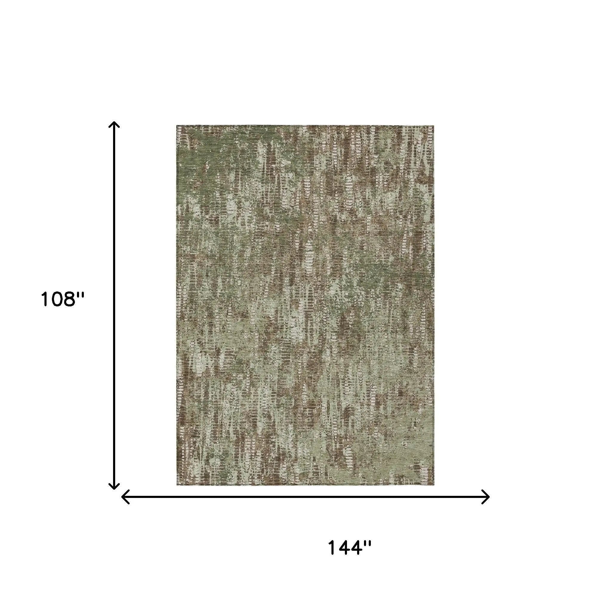 9' X 12' Olive Green And Graphite Abstract Washable Indoor Outdoor Area Rug Homeroots Outdoor