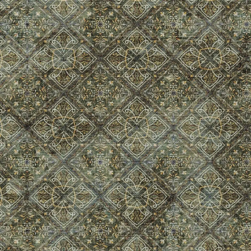 9' X 12' Olive Green And Graphite Geometric Washable Indoor Outdoor Area Rug Homeroots Outdoor