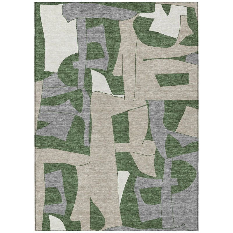 9' X 12' Olive Green And Gray Geometric Washable Indoor Outdoor Area Rug Homeroots Outdoor