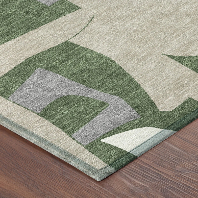 9' X 12' Olive Green And Gray Geometric Washable Indoor Outdoor Area Rug Homeroots Outdoor