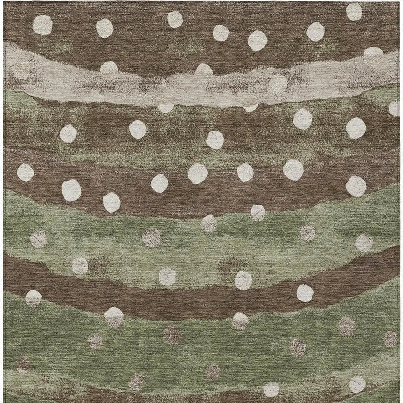 9' X 12' Olive Green And Gray Striped Washable Indoor Outdoor Area Rug Homeroots Outdoor