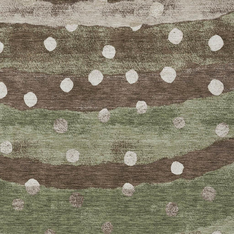 9' X 12' Olive Green And Gray Striped Washable Indoor Outdoor Area Rug Homeroots Outdoor