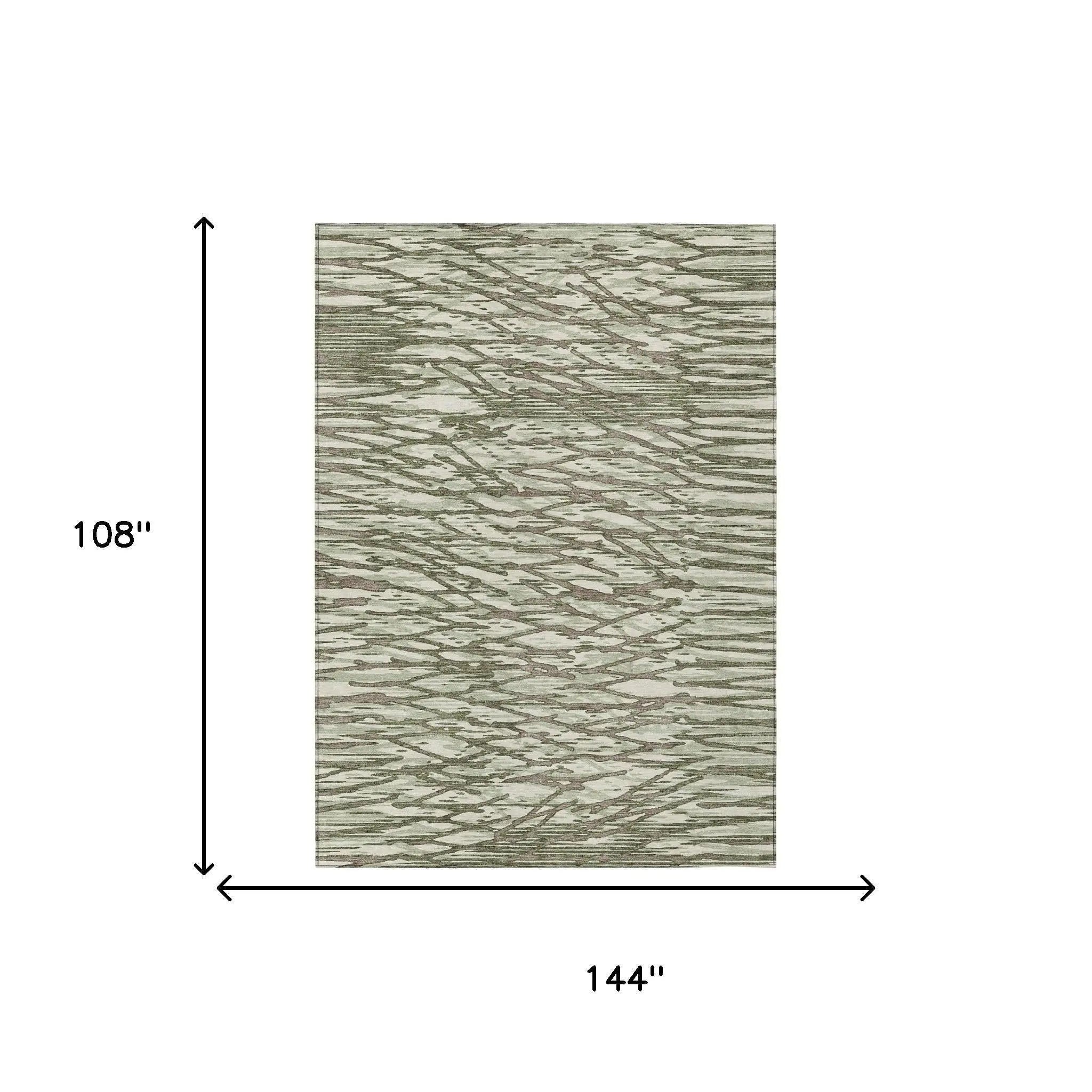 9' X 12' Olive Green And Green Abstract Washable Indoor Outdoor Area Rug Homeroots Outdoor
