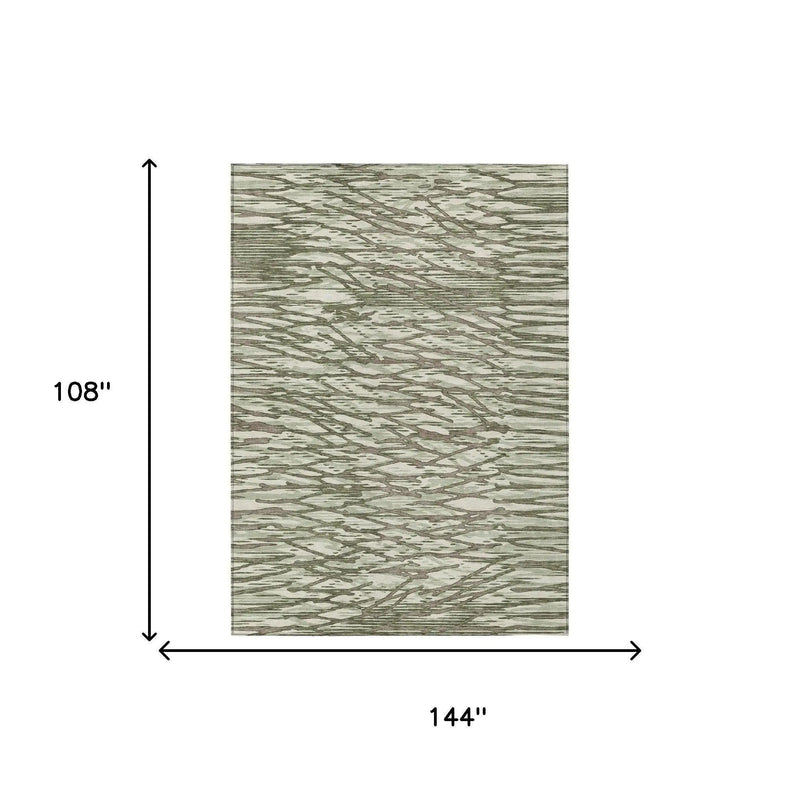 9' X 12' Olive Green And Green Abstract Washable Indoor Outdoor Area Rug Homeroots Outdoor