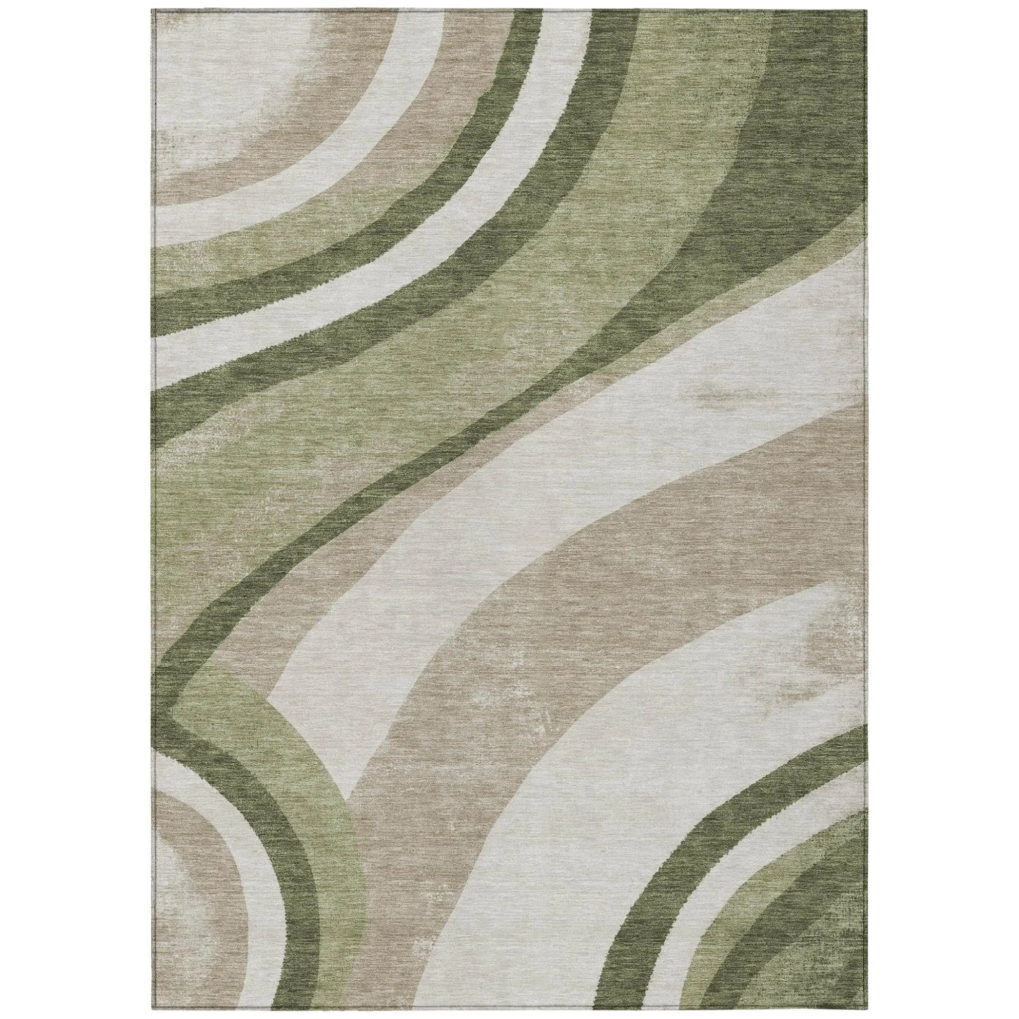 9' X 12' Olive Green And Green Abstract Washable Indoor Outdoor Area Rug Homeroots Outdoor