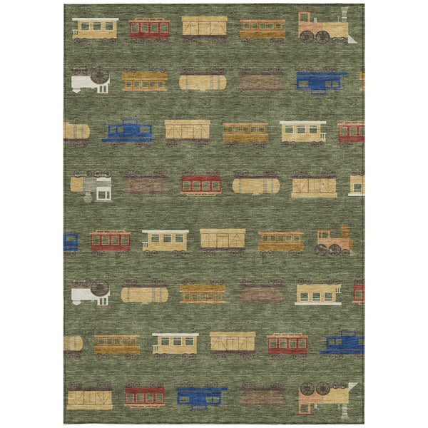 9' X 12' Olive Green And Green Abstract Washable Indoor Outdoor Area Rug Homeroots Outdoor