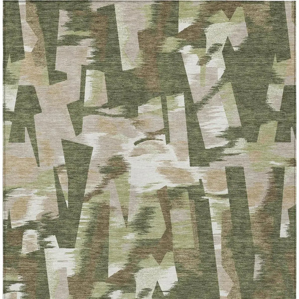 9' X 12' Olive Green And Green Abstract Washable Indoor Outdoor Area Rug Homeroots Outdoor