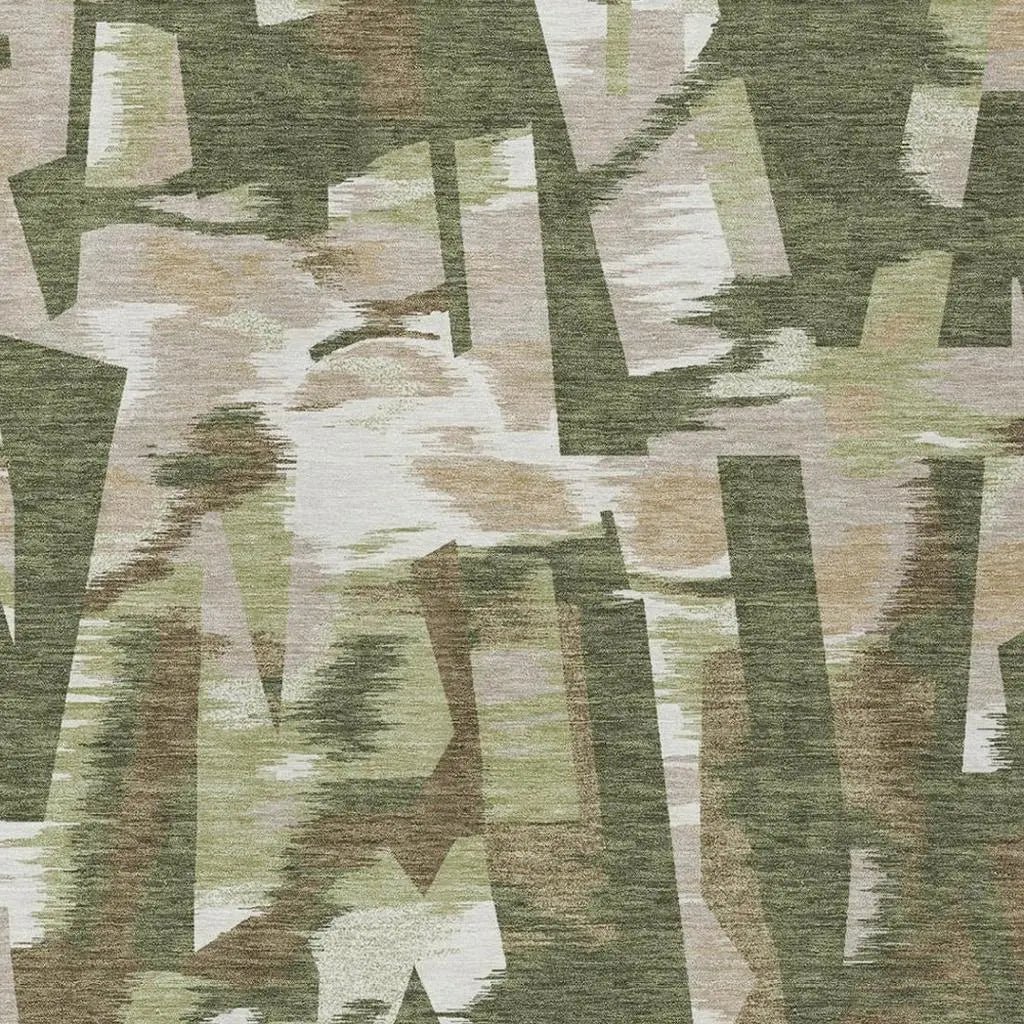 9' X 12' Olive Green And Green Abstract Washable Indoor Outdoor Area Rug Homeroots Outdoor