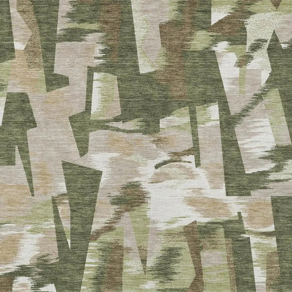 9' X 12' Olive Green And Green Abstract Washable Indoor Outdoor Area Rug Homeroots Outdoor