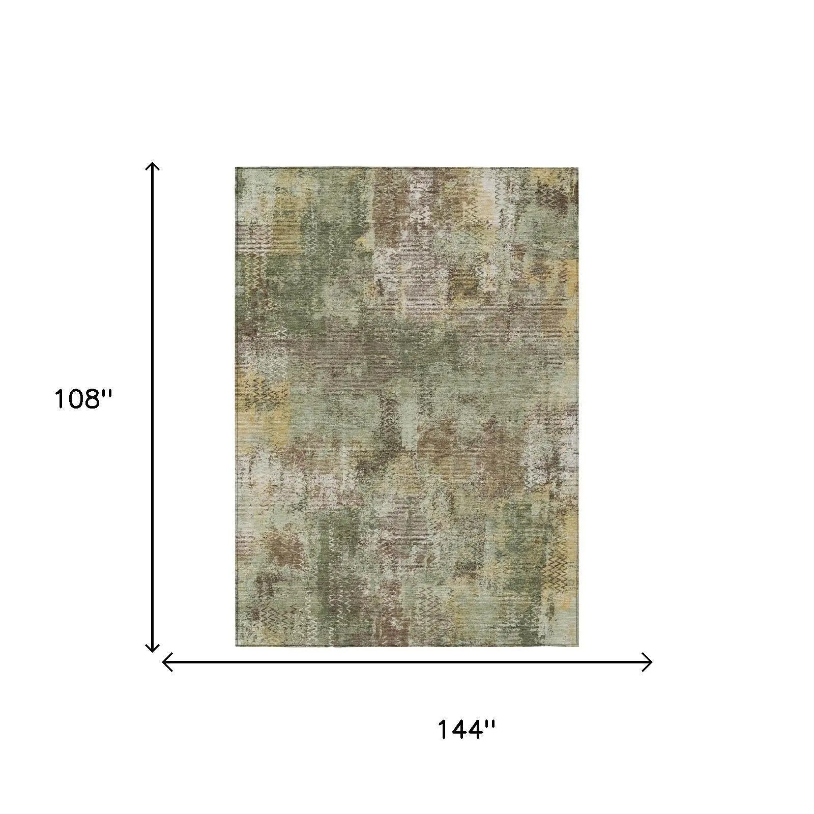 9' X 12' Olive Green And Green Abstract Washable Indoor Outdoor Area Rug Homeroots Outdoor
