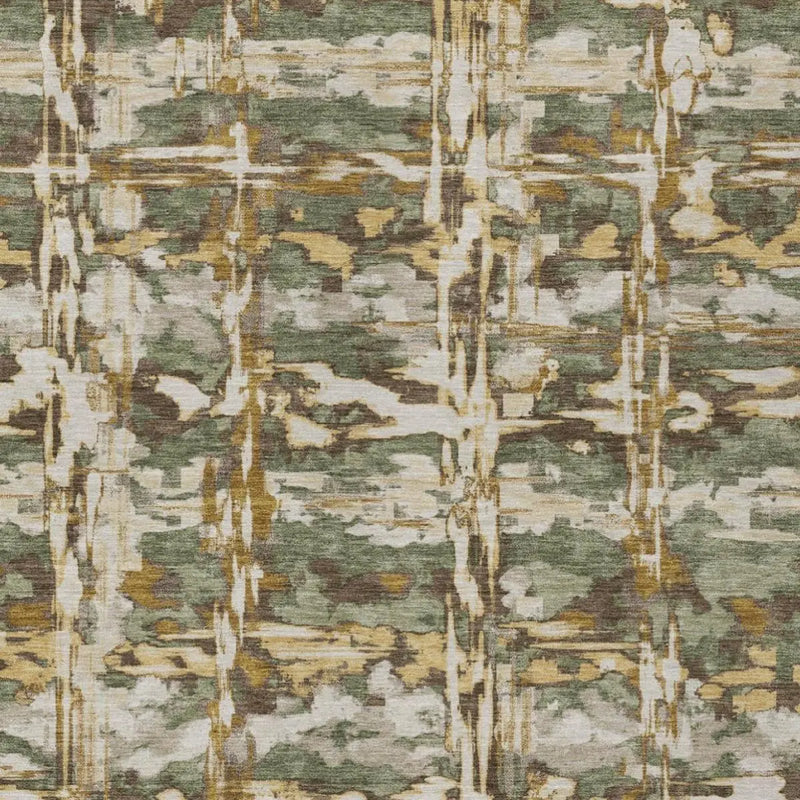 9' X 12' Olive Green And Green Abstract Washable Indoor Outdoor Area Rug Homeroots Outdoor