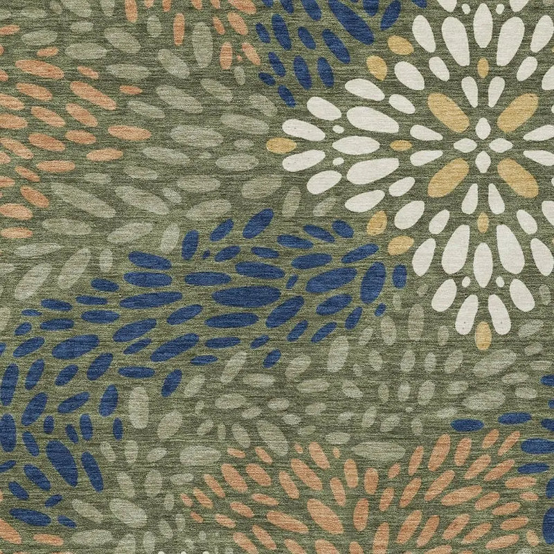 9' X 12' Olive Green And Green Abstract Washable Indoor Outdoor Area Rug Homeroots Outdoor