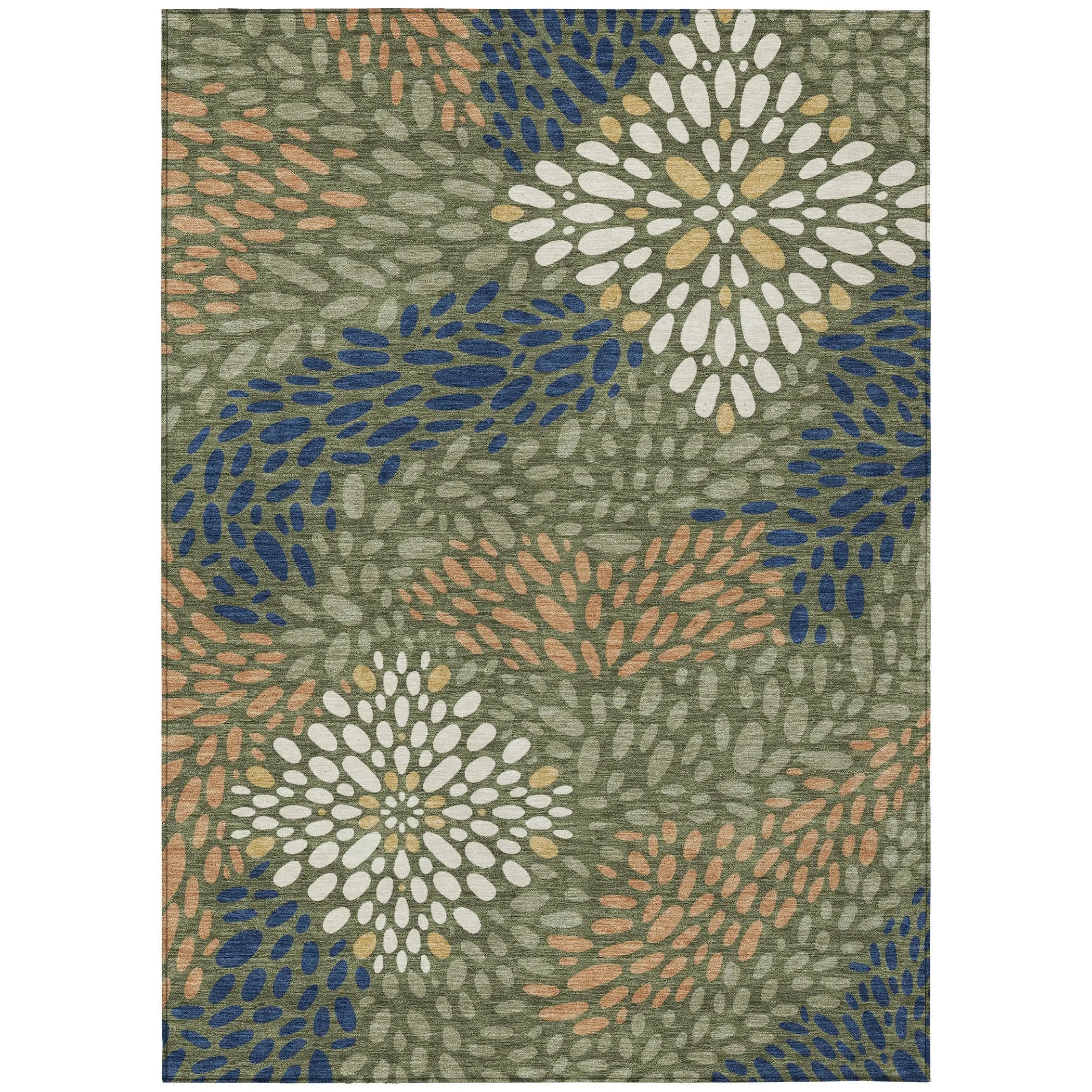 9' X 12' Olive Green And Green Abstract Washable Indoor Outdoor Area Rug Homeroots Outdoor