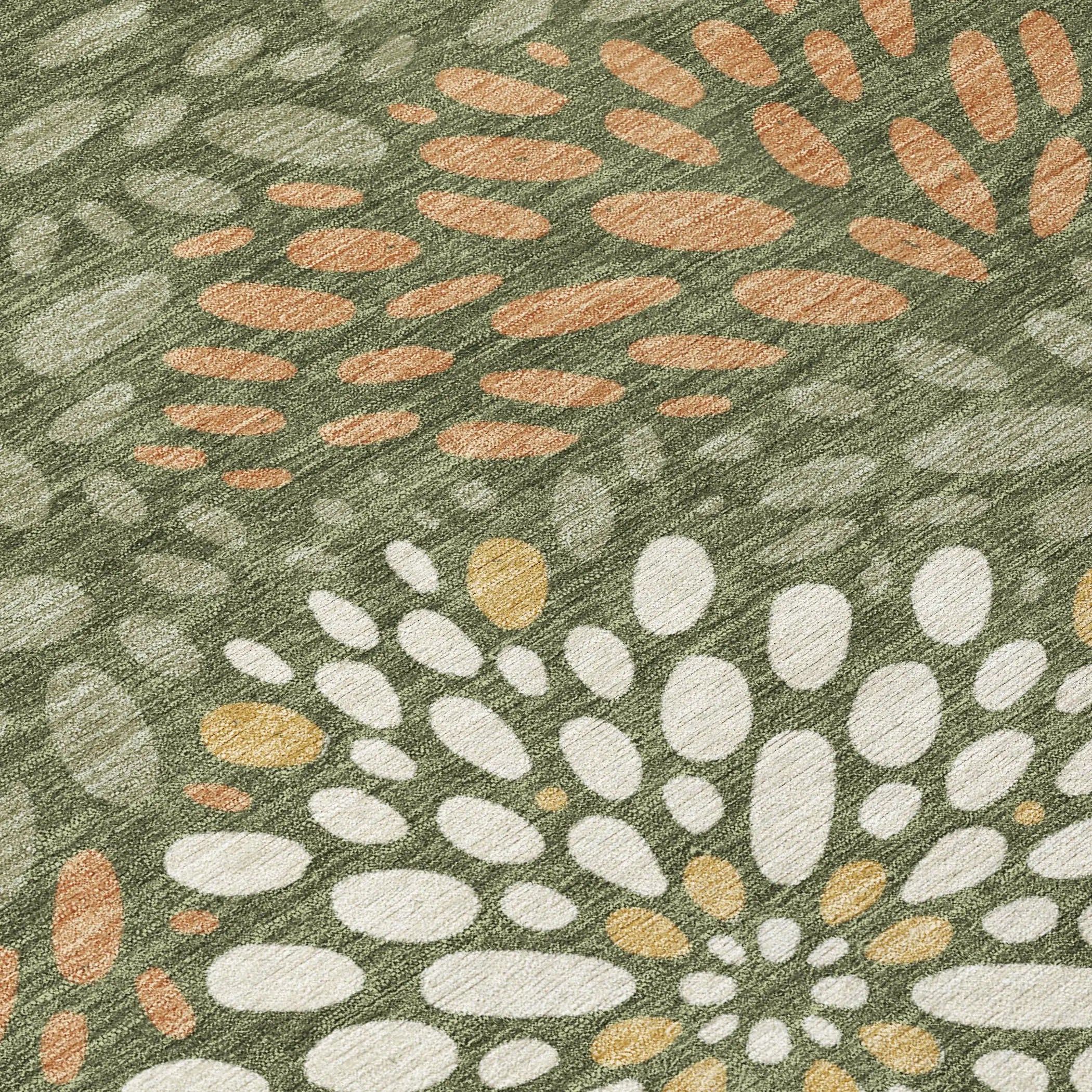 9' X 12' Olive Green And Green Abstract Washable Indoor Outdoor Area Rug Homeroots Outdoor