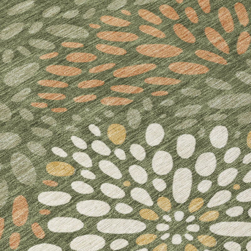 9' X 12' Olive Green And Green Abstract Washable Indoor Outdoor Area Rug Homeroots Outdoor