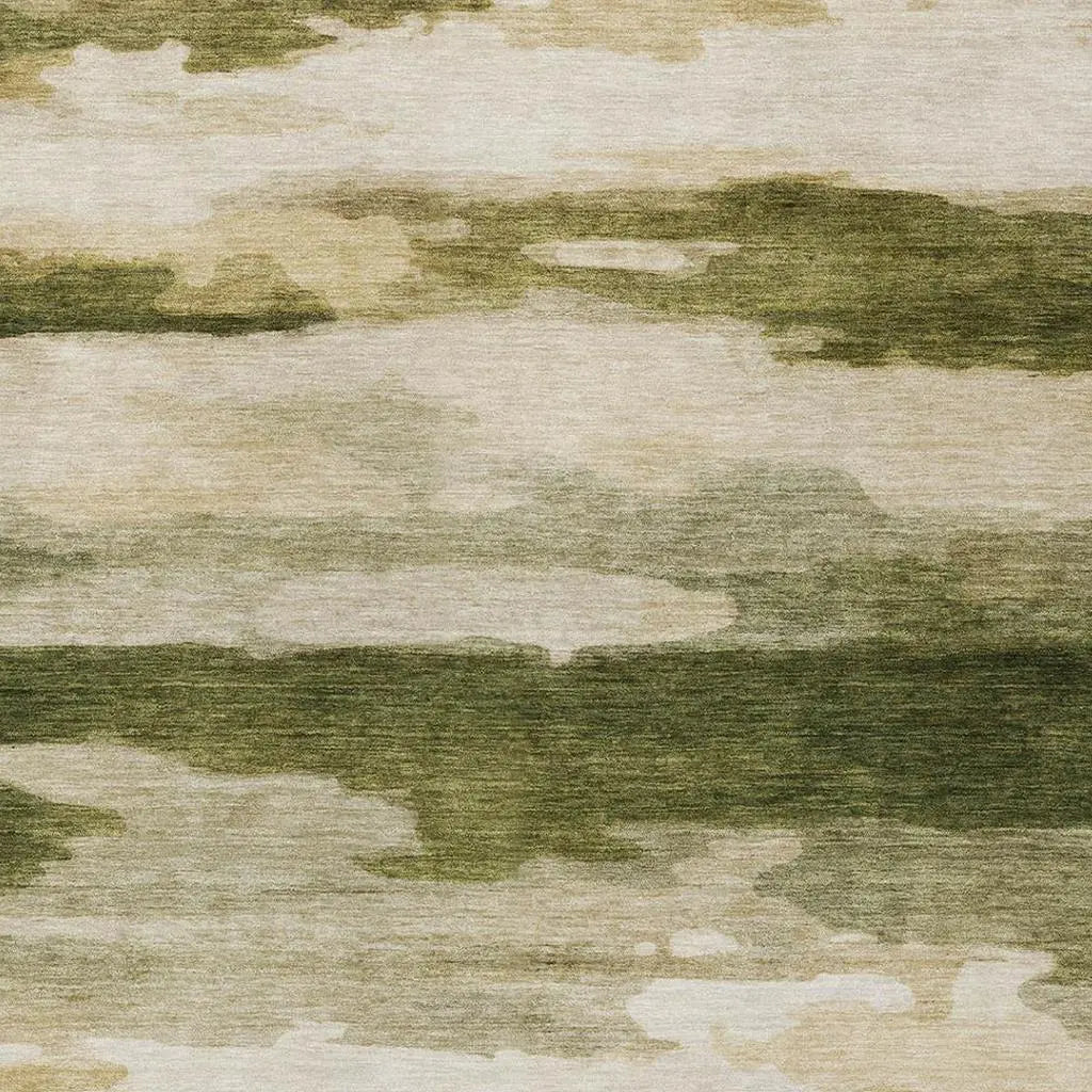 9' X 12' Olive Green And Green Abstract Washable Indoor Outdoor Area Rug Homeroots Outdoor