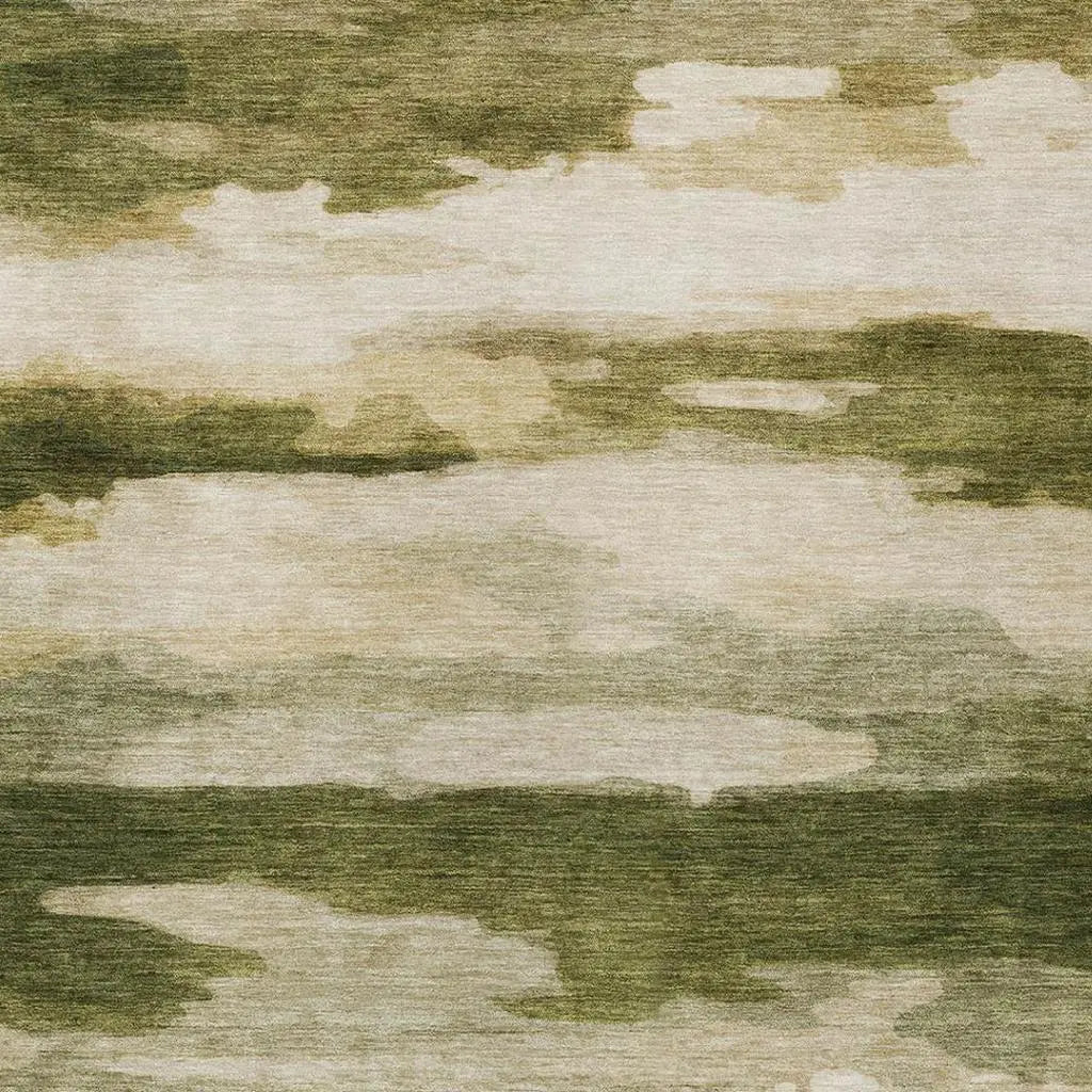 9' X 12' Olive Green And Green Abstract Washable Indoor Outdoor Area Rug Homeroots Outdoor