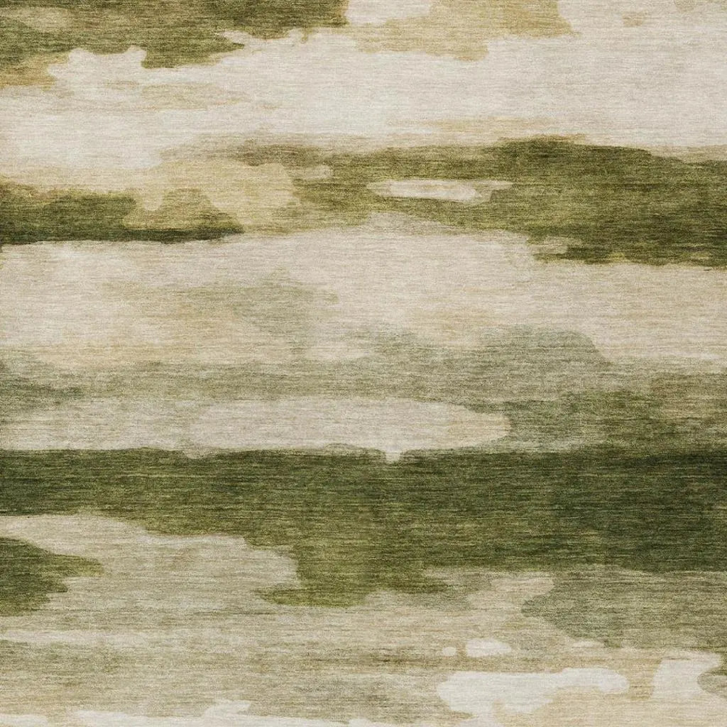 9' X 12' Olive Green And Green Abstract Washable Indoor Outdoor Area Rug Homeroots Outdoor