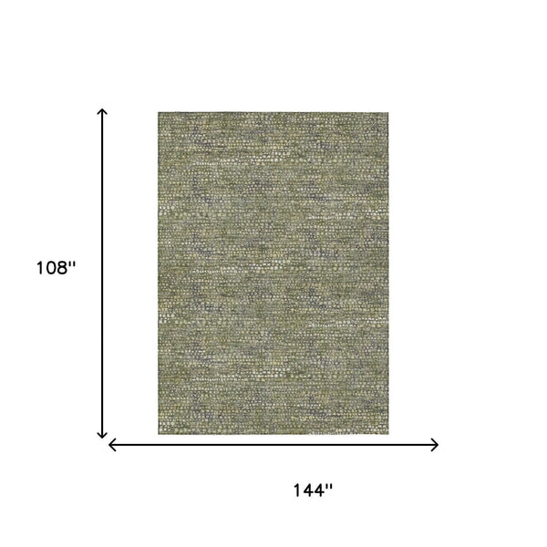 9' X 12' Olive Green And Green Abstract Washable Indoor Outdoor Area Rug Homeroots Outdoor
