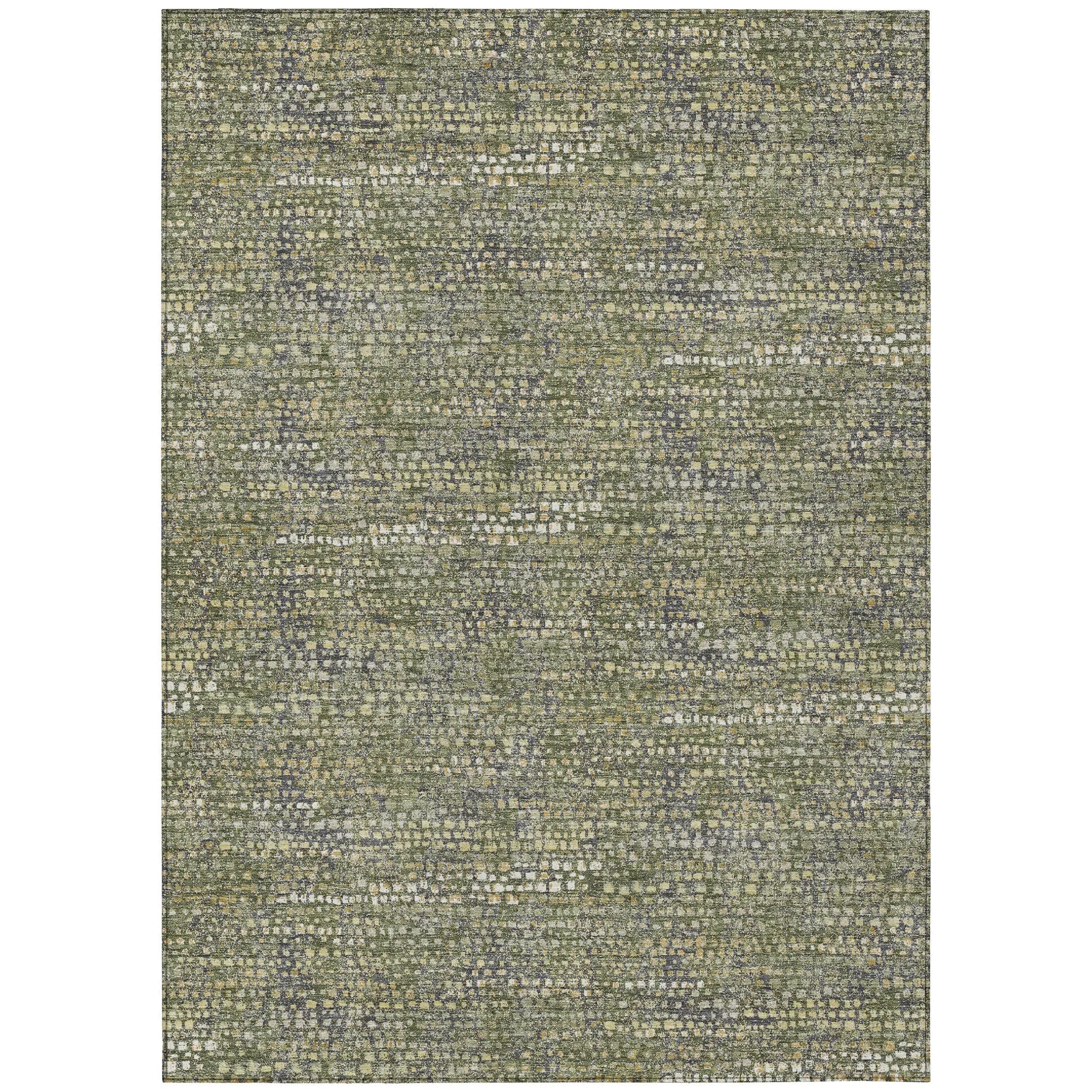 9' X 12' Olive Green And Green Abstract Washable Indoor Outdoor Area Rug Homeroots Outdoor