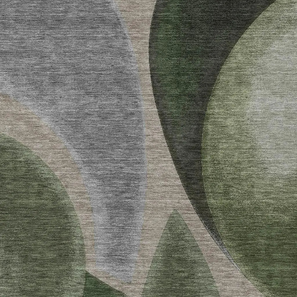 9' X 12' Olive Green And Green Abstract Washable Indoor Outdoor Area Rug Homeroots Outdoor
