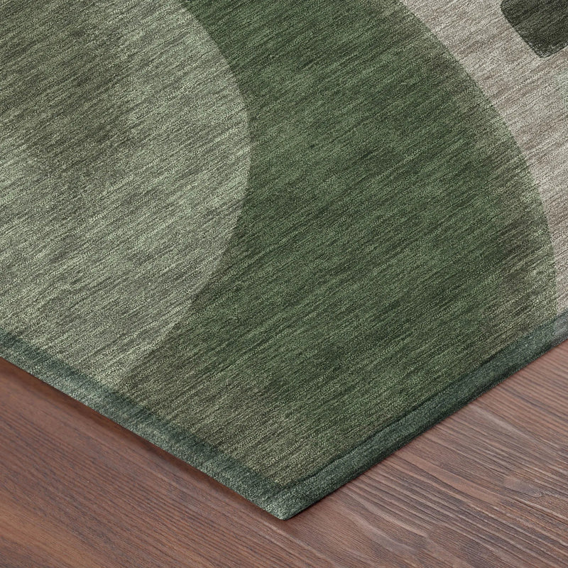 9' X 12' Olive Green And Green Abstract Washable Indoor Outdoor Area Rug Homeroots Outdoor