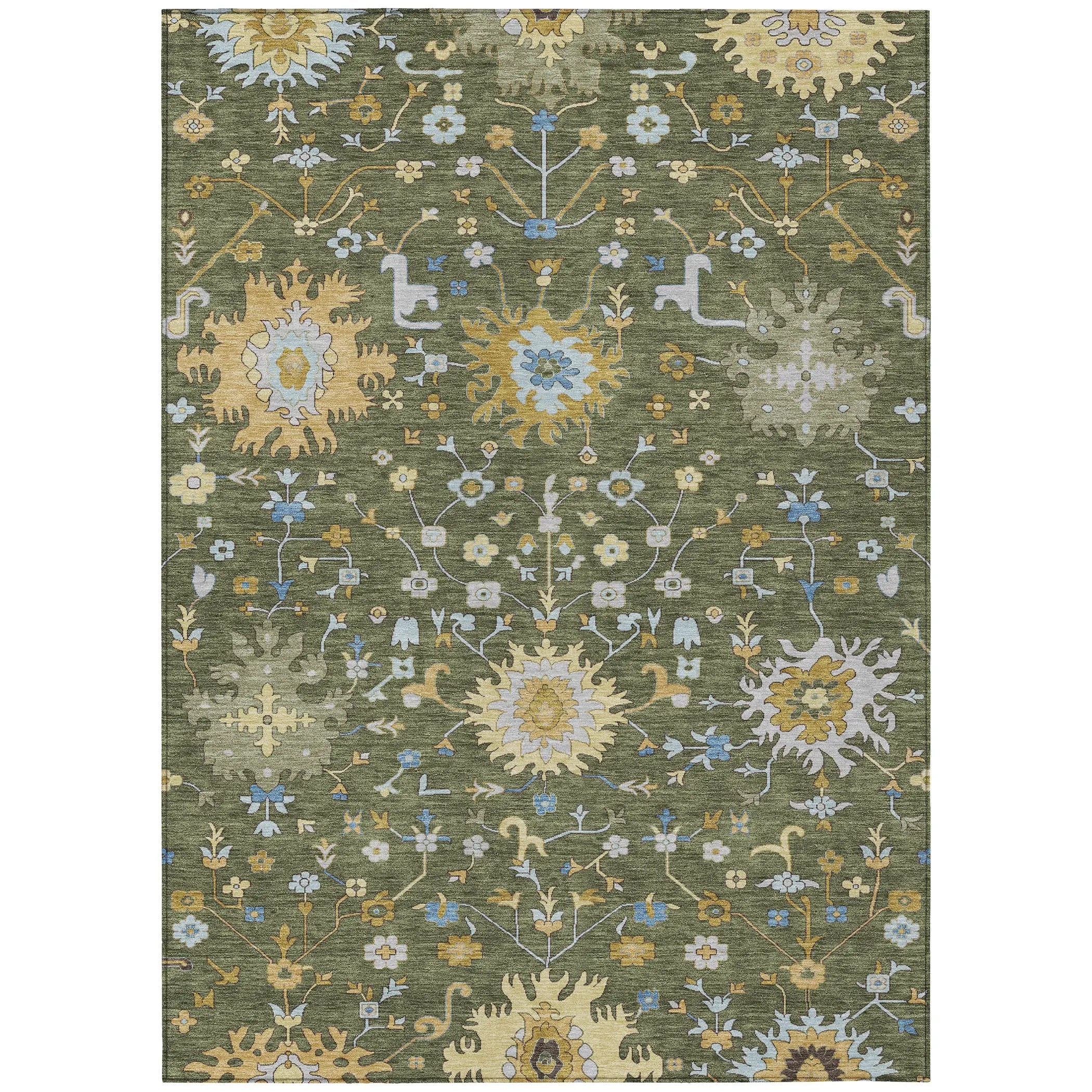 9' X 12' Olive Green And Green Faux Bois Washable Indoor Outdoor Area Rug Homeroots Outdoor