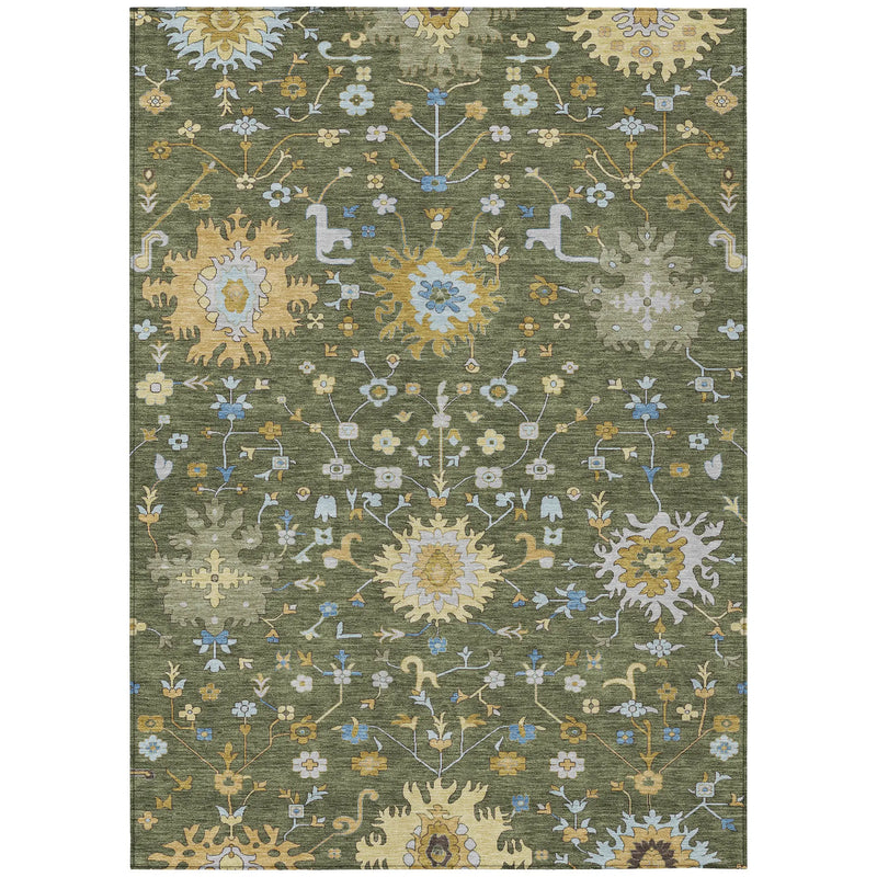 9' X 12' Olive Green And Green Faux Bois Washable Indoor Outdoor Area Rug Homeroots Outdoor