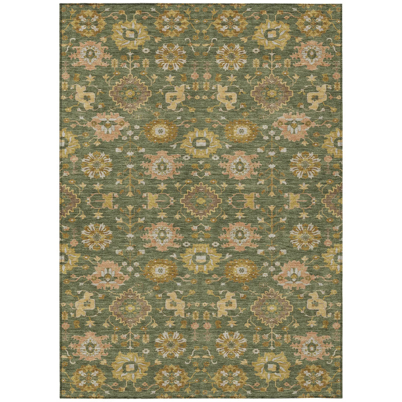 9' X 12' Olive Green And Green Geometric Washable Indoor Outdoor Area Rug Homeroots Outdoor