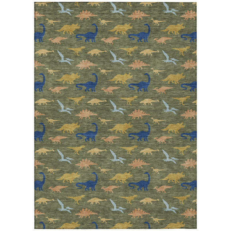 9' X 12' Olive Green And Green Geometric Washable Indoor Outdoor Area Rug Homeroots Outdoor
