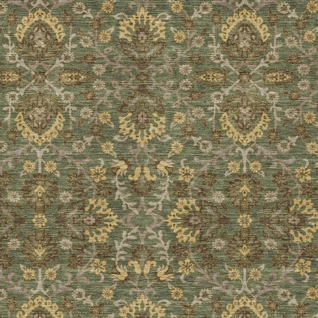 9' X 12' Olive Green And Green Geometric Washable Indoor Outdoor Area Rug Homeroots Outdoor