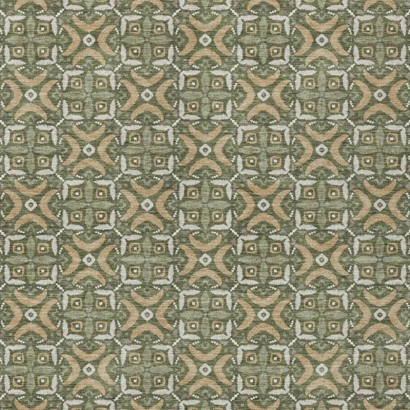 9' X 12' Olive Green And Green Geometric Washable Indoor Outdoor Area Rug Homeroots Outdoor