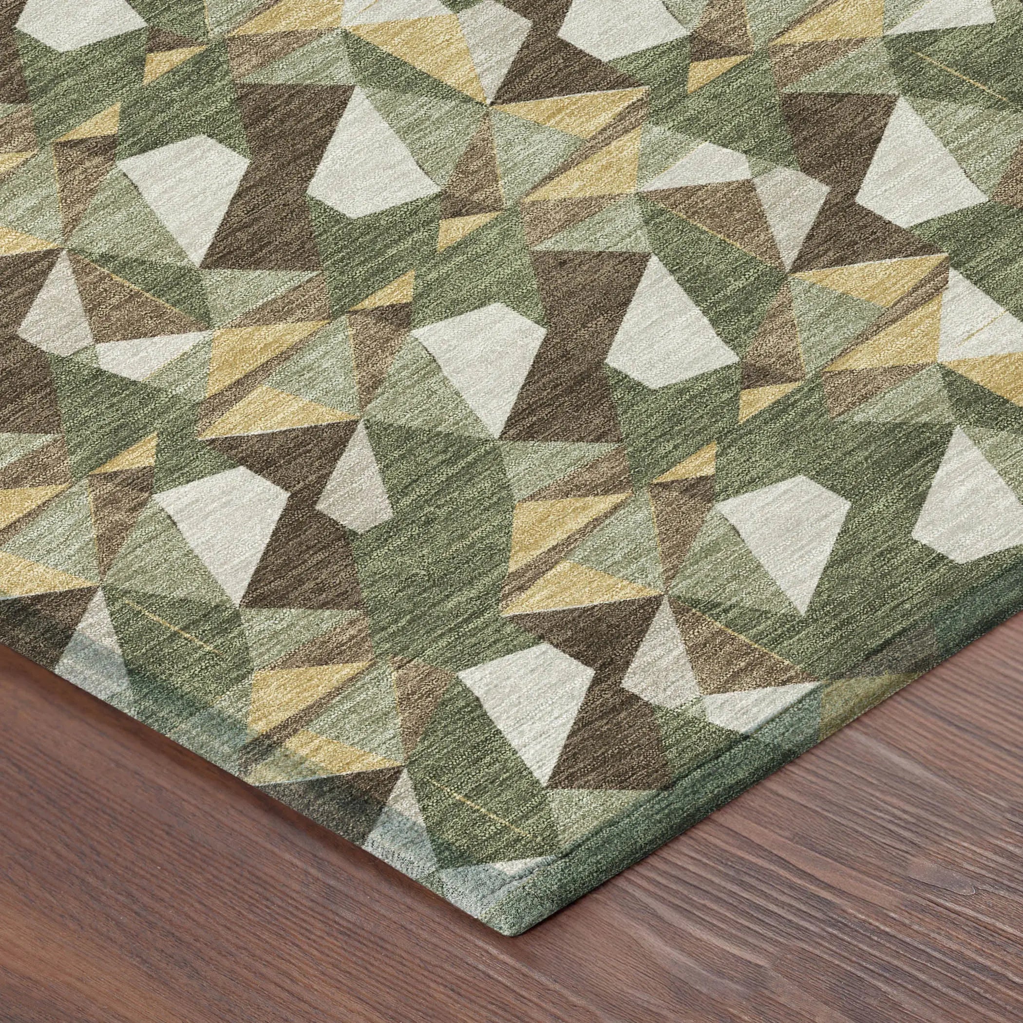 9' X 12' Olive Green And Green Geometric Washable Indoor Outdoor Area Rug Homeroots Outdoor