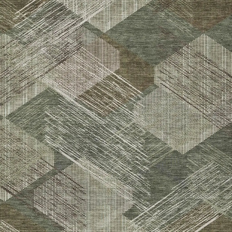 9' X 12' Olive Green And Green Geometric Washable Indoor Outdoor Area Rug Homeroots Outdoor