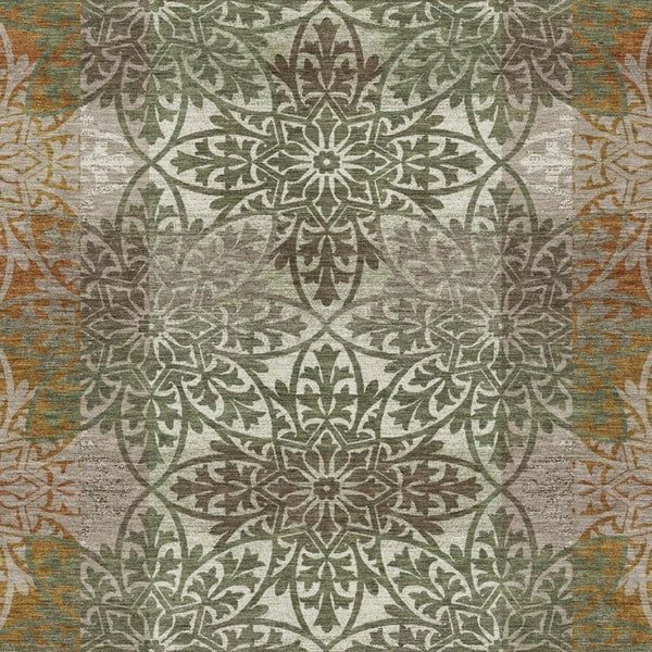 9' X 12' Olive Green And Green Oriental Washable Indoor Outdoor Area Rug Homeroots Outdoor
