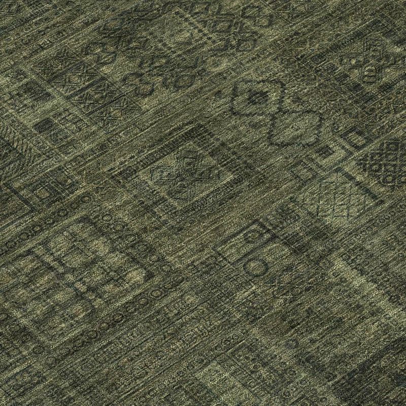 9' X 12' Olive Green And Green Oriental Washable Indoor Outdoor Area Rug Homeroots Outdoor