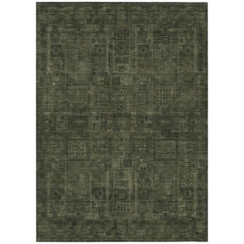 9' X 12' Olive Green And Green Oriental Washable Indoor Outdoor Area Rug Homeroots Outdoor